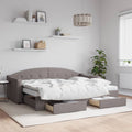 vidaXL Sofa rozsuwana z szufladami, taupe, 80x200 cm, tkanina