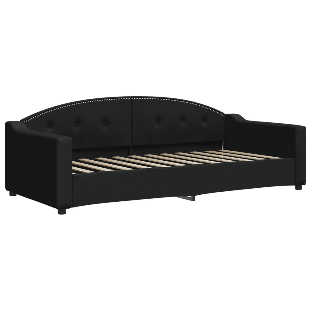 vidaXL Sofa rozsuwana z szufladami, czarna, 90x200 cm, tkanina