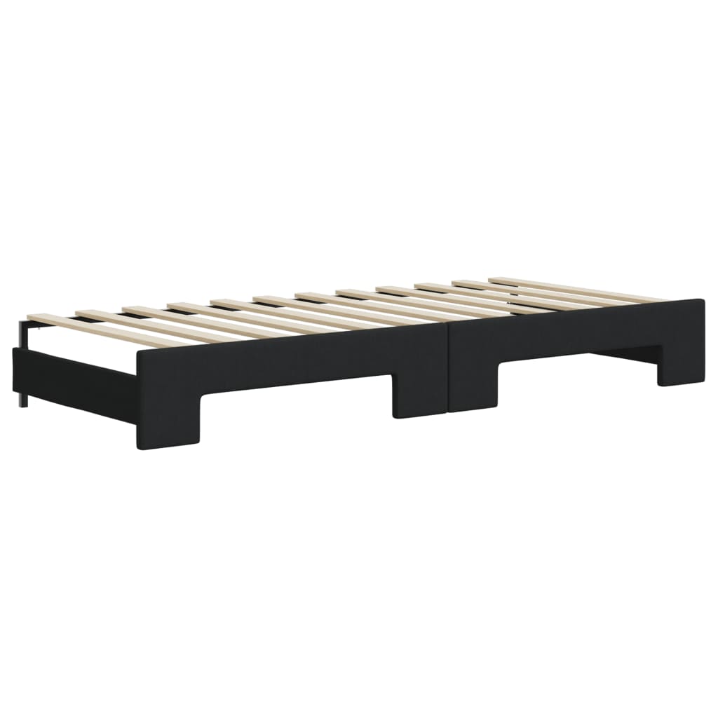 vidaXL Sofa rozsuwana z szufladami, czarna, 90x200 cm, tkanina