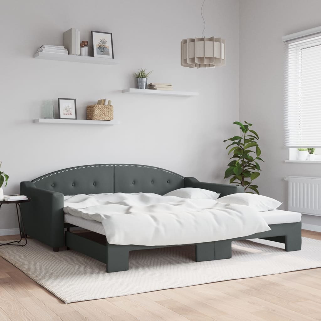 vidaXL Sofa rozsuwana, jasnoszara, 100x190 cm, tkanina