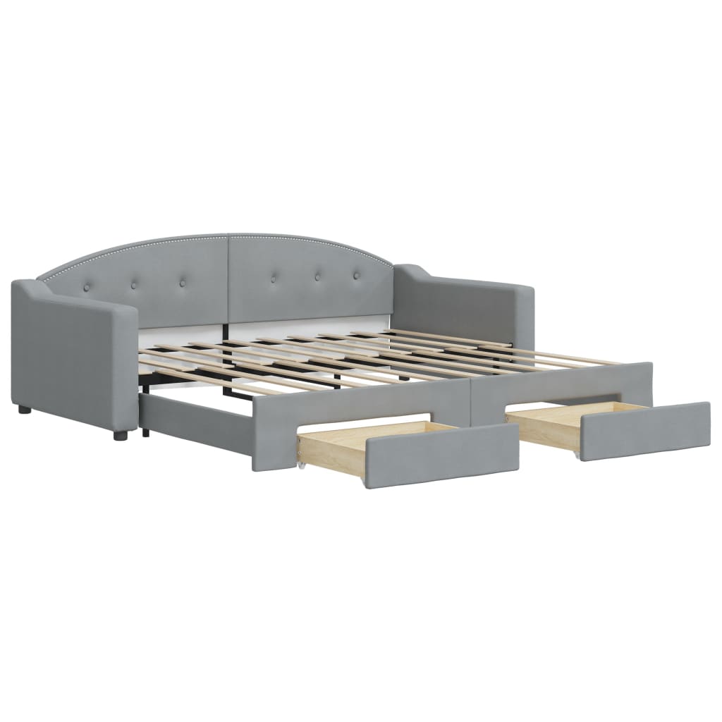 vidaXL Sofa rozsuwana z szufladami, jasnoszara, 100x190 cm, tkanina
