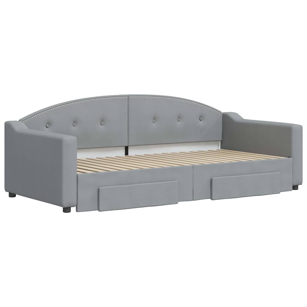 vidaXL Sofa rozsuwana z szufladami, jasnoszara, 100x190 cm, tkanina