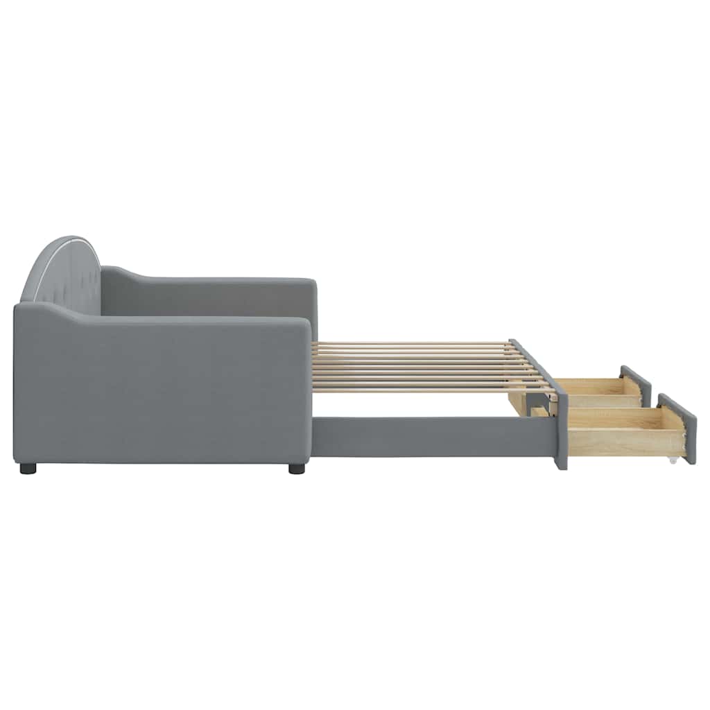 vidaXL Sofa rozsuwana z szufladami, jasnoszara, 100x190 cm, tkanina