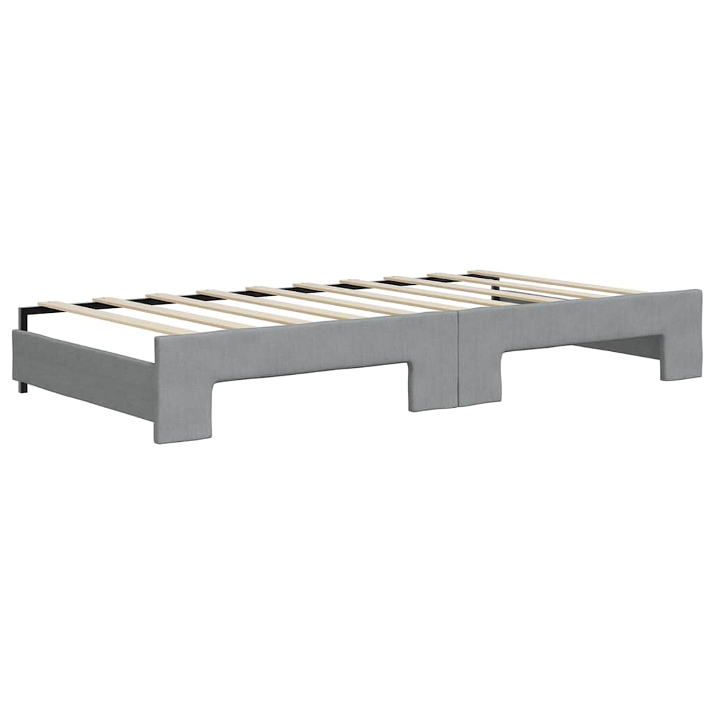 vidaXL Sofa rozsuwana z szufladami, jasnoszara, 100x190 cm, tkanina