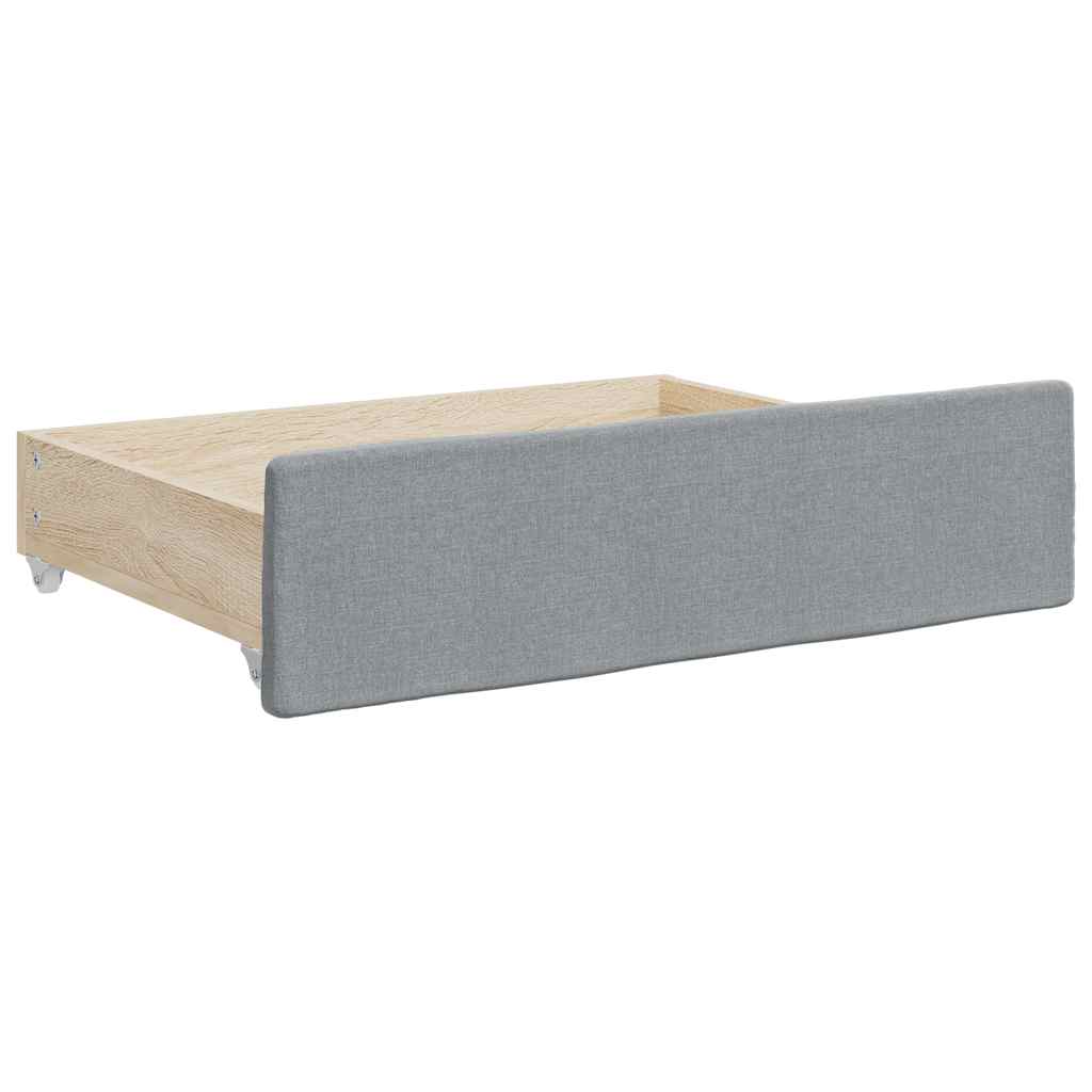 vidaXL Sofa rozsuwana z szufladami, jasnoszara, 100x190 cm, tkanina