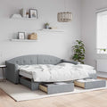 vidaXL Sofa rozsuwana z szufladami, jasnoszara, 100x190 cm, tkanina