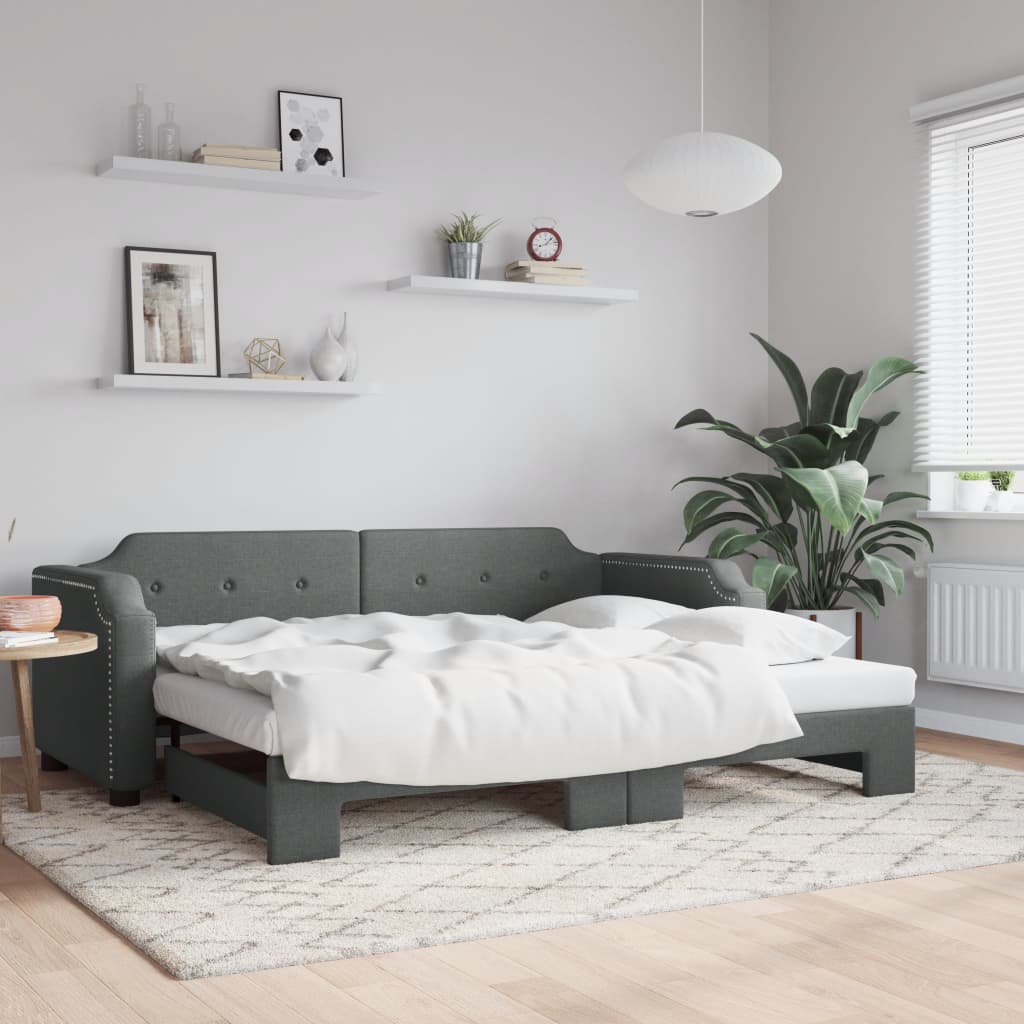 vidaXL Sofa rozsuwana, ciemnoszara, 90x200 cm, tkanina