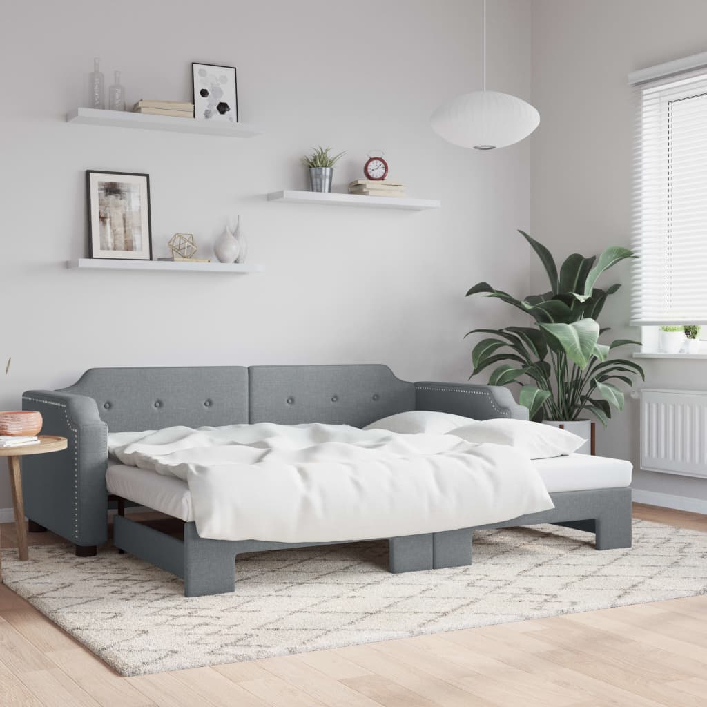 vidaXL Sofa rozsuwana, jasnoszara, 100x200 cm, tkanina