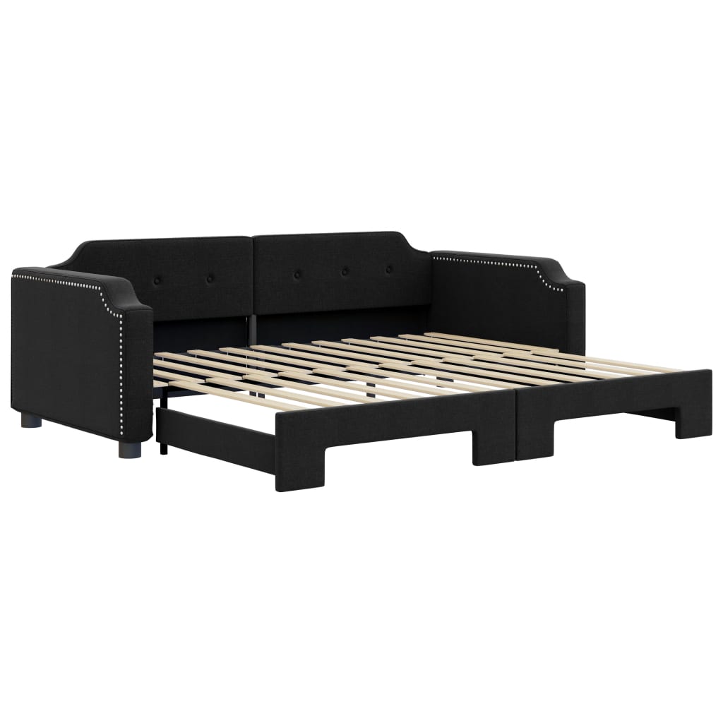 vidaXL Sofa rozsuwana, czarna, 100x200 cm, tkanina