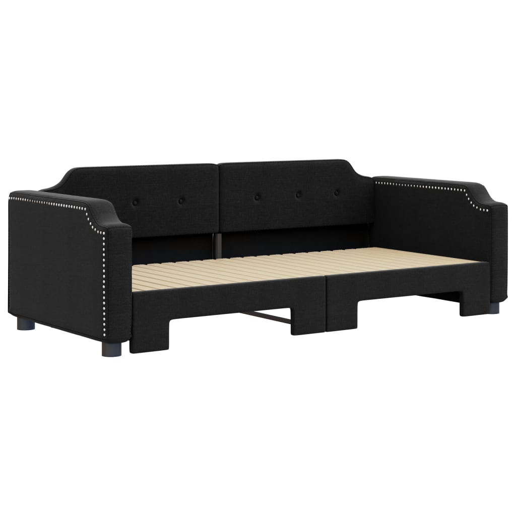 vidaXL Sofa rozsuwana, czarna, 100x200 cm, tkanina
