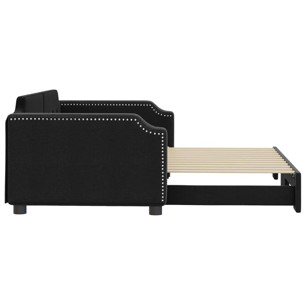 vidaXL Sofa rozsuwana, czarna, 100x200 cm, tkanina