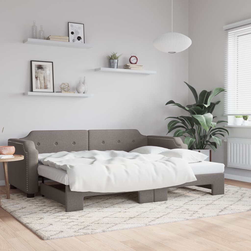vidaXL Sofa rozsuwana, kolor taupe, 100x200 cm, tkanina
