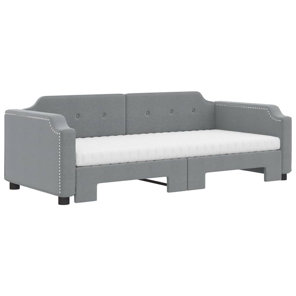 vidaXL Sofa rozsuwana z materacami, jasnoszara, 80x200 cm, tkanina