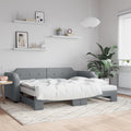 vidaXL Sofa rozsuwana z materacami, jasnoszara, 80x200 cm, tkanina