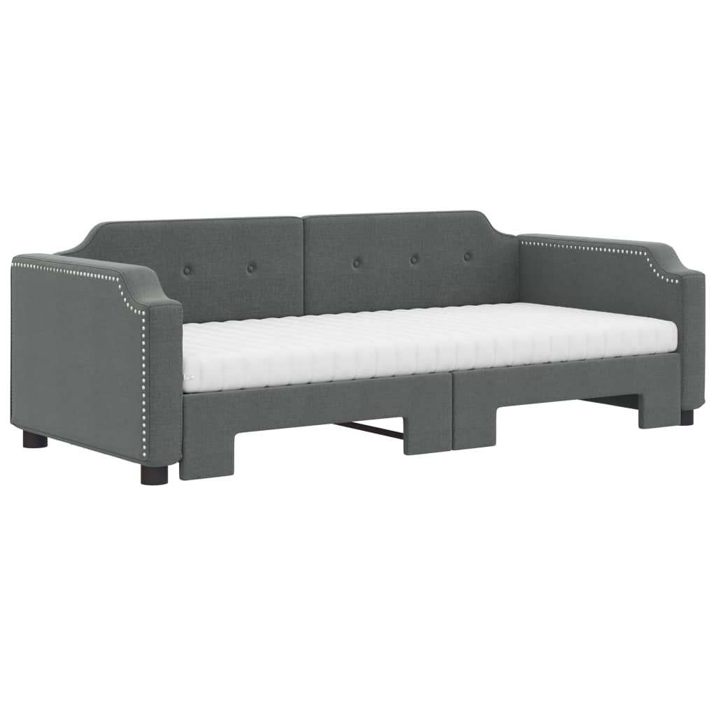 vidaXL Sofa rozsuwana z materacami, ciemnoszara, 80x200 cm, tkanina