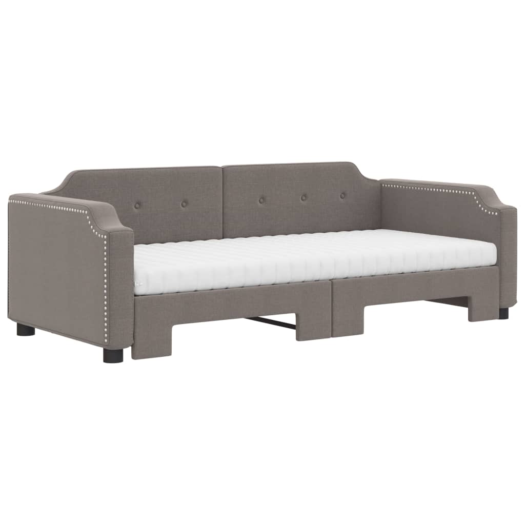 vidaXL Sofa rozsuwana z materacami, kolor taupe, 80x200 cm, tkanina
