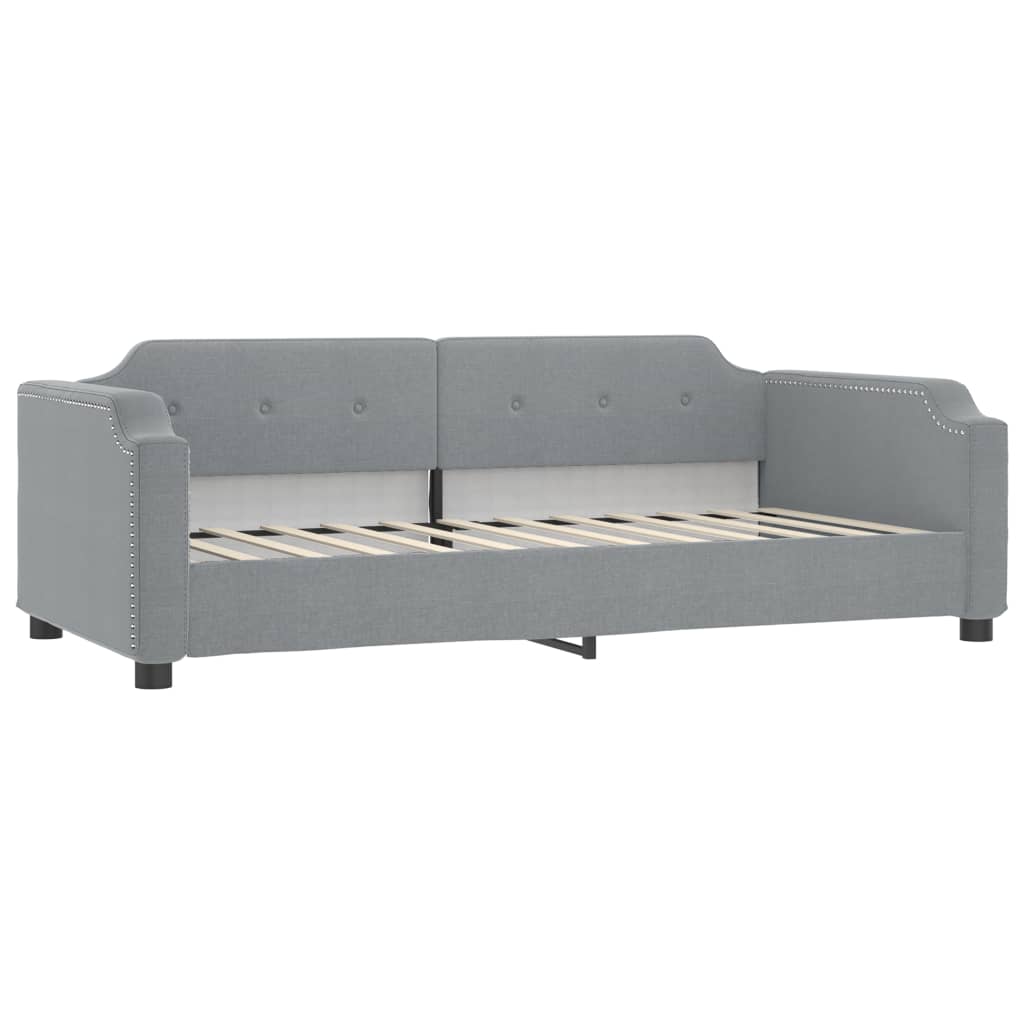 vidaXL Sofa rozsuwana z materacami, jasnoszara, 90x200 cm, tkanina