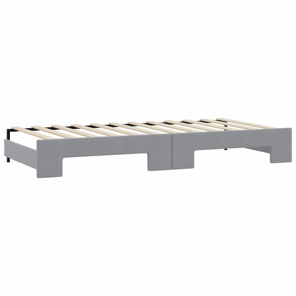 vidaXL Sofa rozsuwana z materacami, jasnoszara, 90x200 cm, tkanina