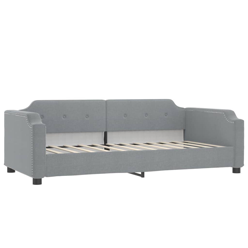 vidaXL Sofa rozsuwana z materacami, jasnoszara, 90x190 cm, tkanina
