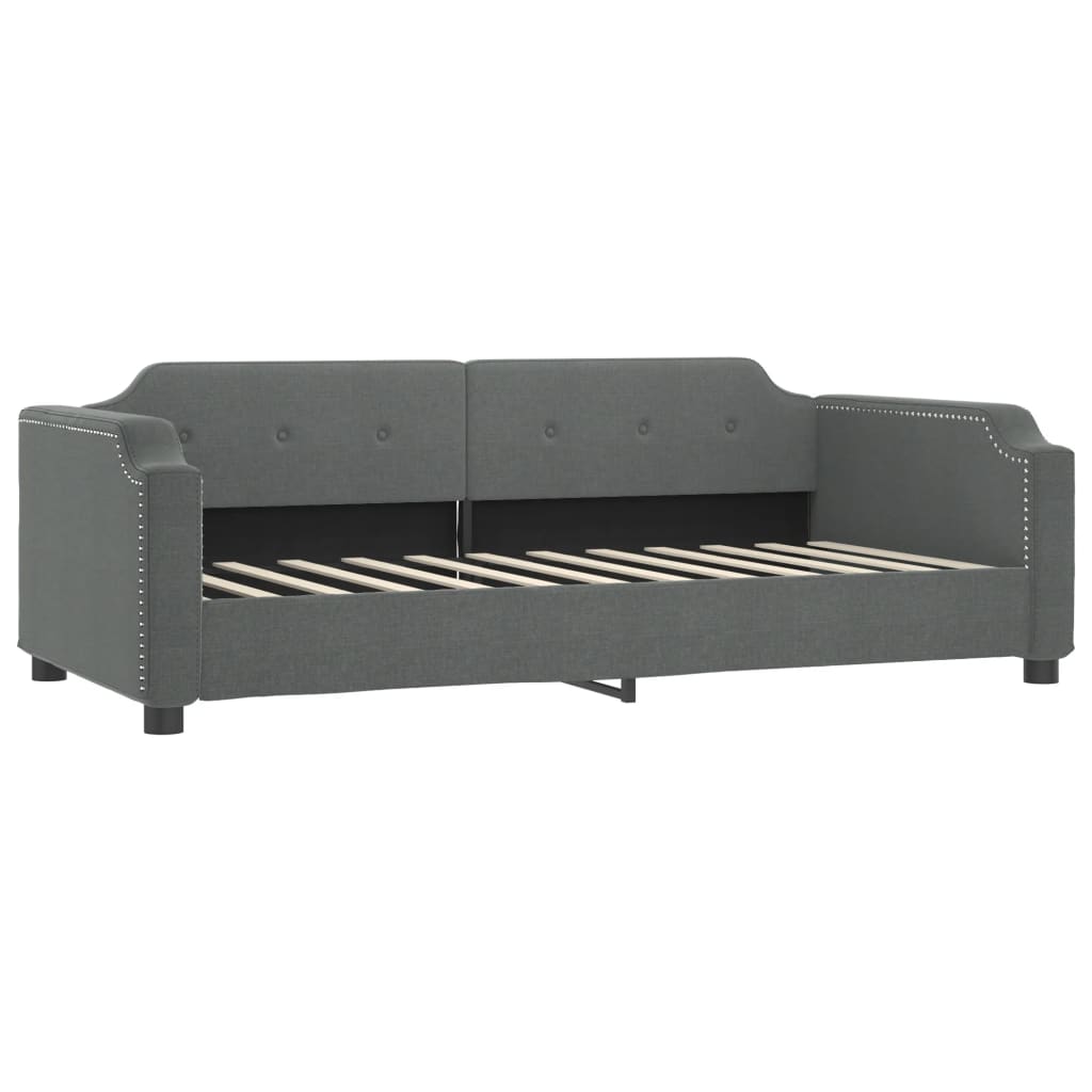 vidaXL Sofa rozsuwana z materacami, ciemnoszara, 90x190 cm, tkanina