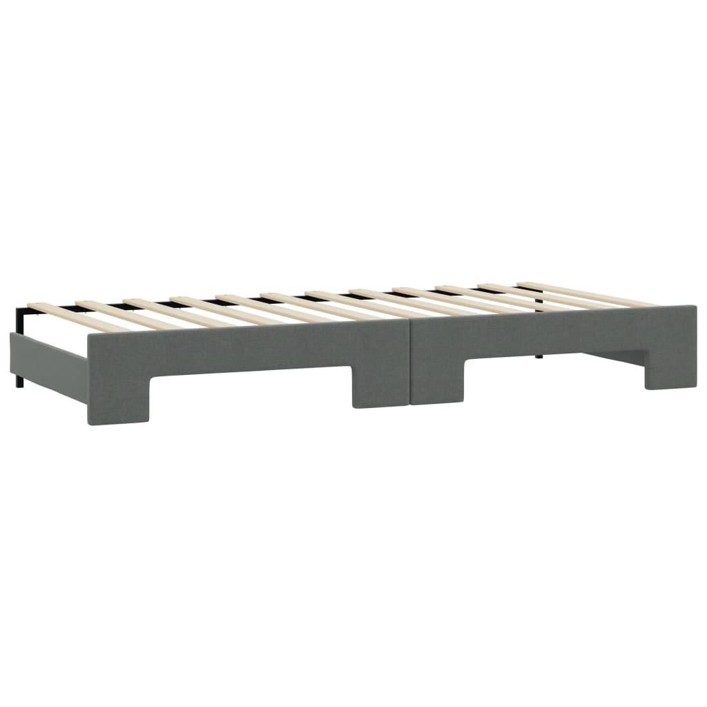 vidaXL Sofa rozsuwana z materacami, ciemnoszara, 90x190 cm, tkanina