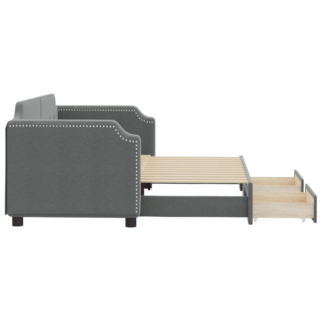 vidaXL Sofa rozsuwana z szufladami, ciemnoszara, 80x200 cm, tkanina