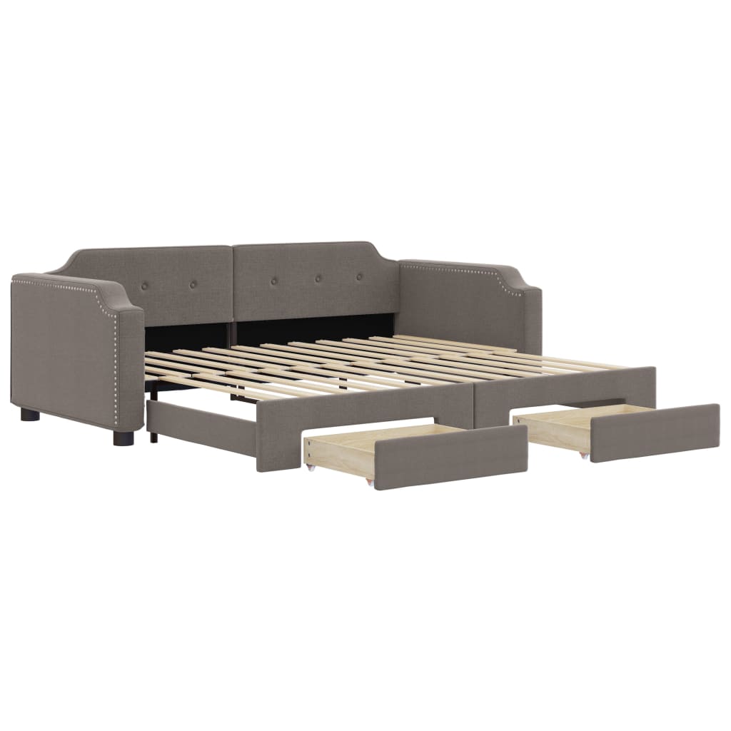 vidaXL Sofa rozsuwana z szufladami, taupe, 80x200 cm, tkanina