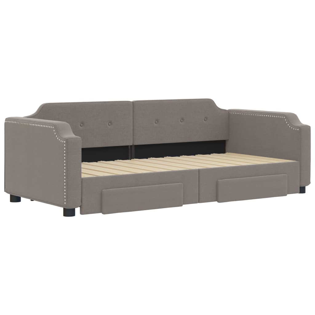 vidaXL Sofa rozsuwana z szufladami, taupe, 80x200 cm, tkanina