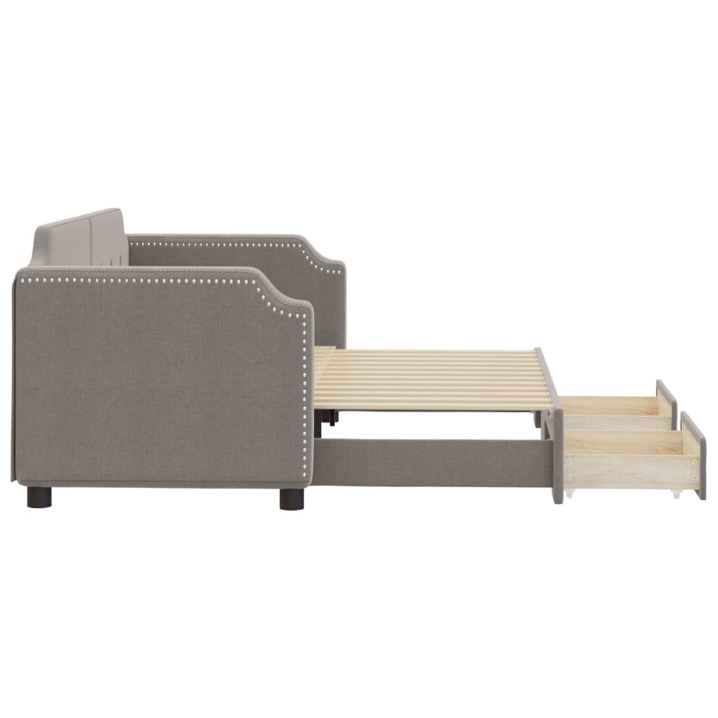vidaXL Sofa rozsuwana z szufladami, taupe, 80x200 cm, tkanina