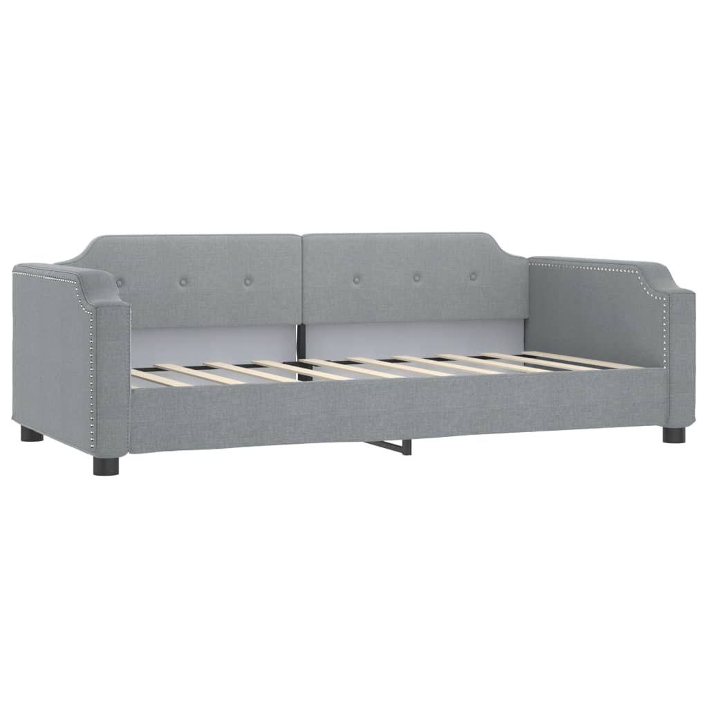 vidaXL Sofa rozsuwana z szufladami, jasnoszara, 90x200 cm, tkanina