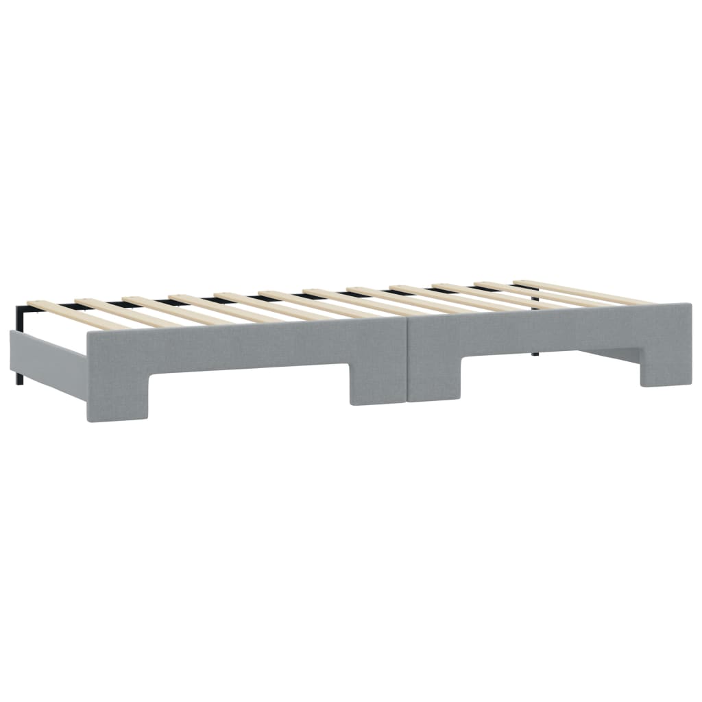 vidaXL Sofa rozsuwana z szufladami, jasnoszara, 90x200 cm, tkanina