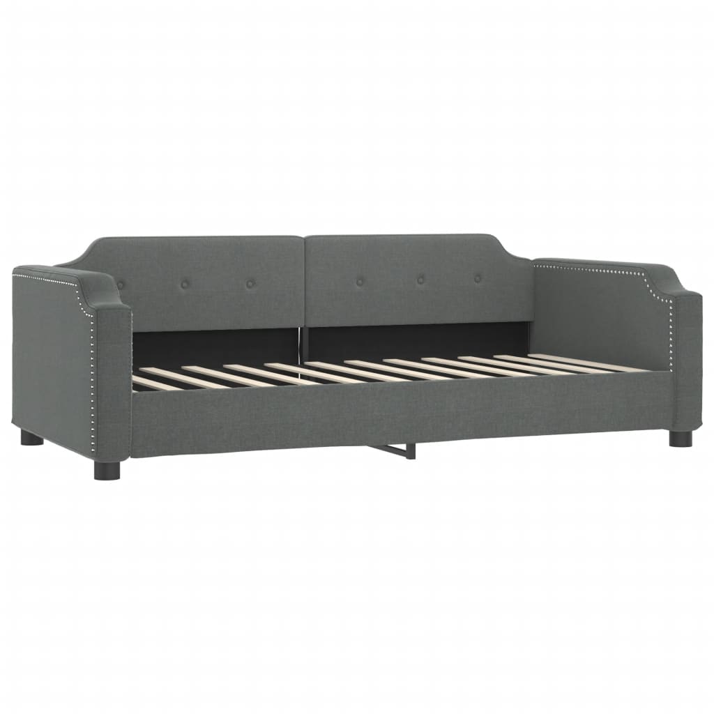 vidaXL Sofa rozsuwana z szufladami, ciemnoszara, 90x200 cm, tkanina