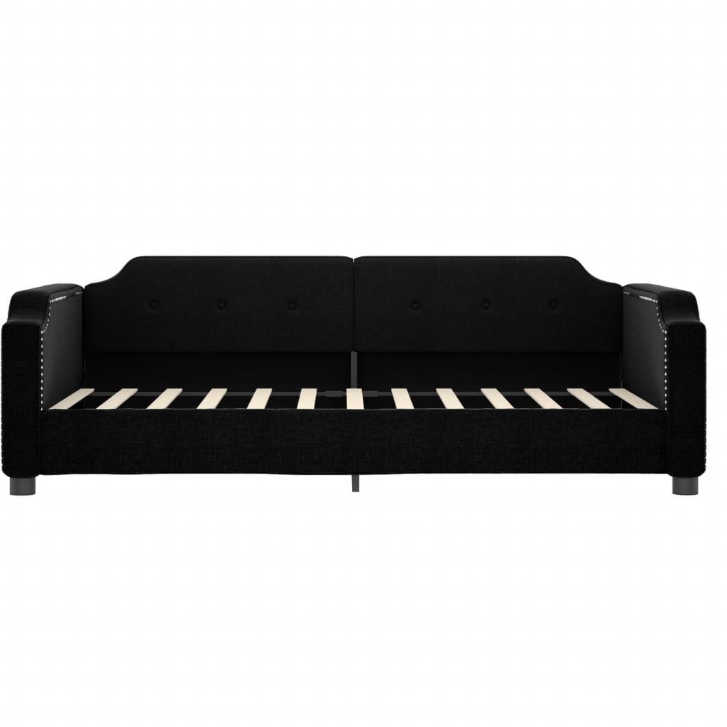 vidaXL Sofa rozsuwana z szufladami, czarna, 90x200 cm, tkanina