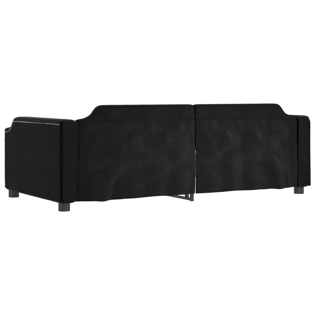 vidaXL Sofa rozsuwana z szufladami, czarna, 90x200 cm, tkanina