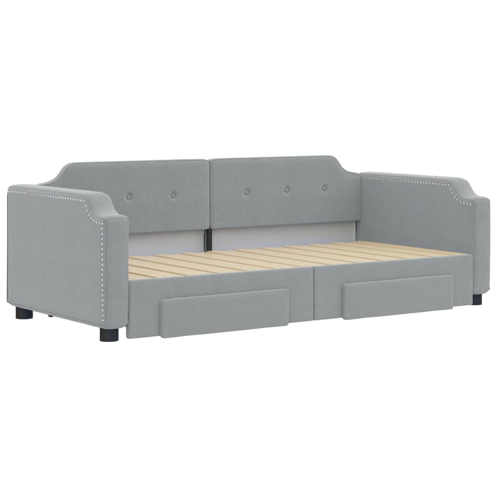 vidaXL Sofa rozsuwana z szufladami, jasnoszara, 100x200 cm, tkanina