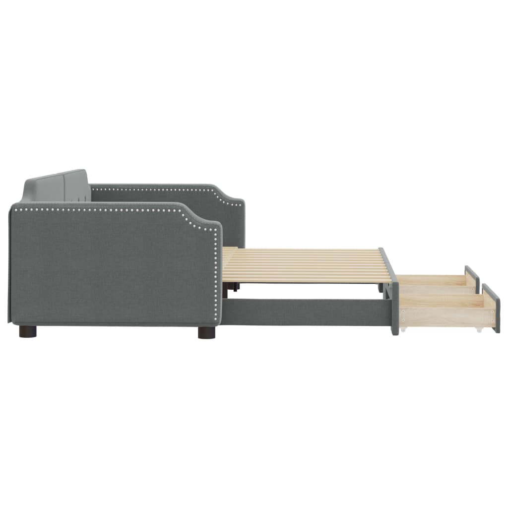 vidaXL Sofa rozsuwana z szufladami, ciemnoszara, 100x200 cm, tkanina