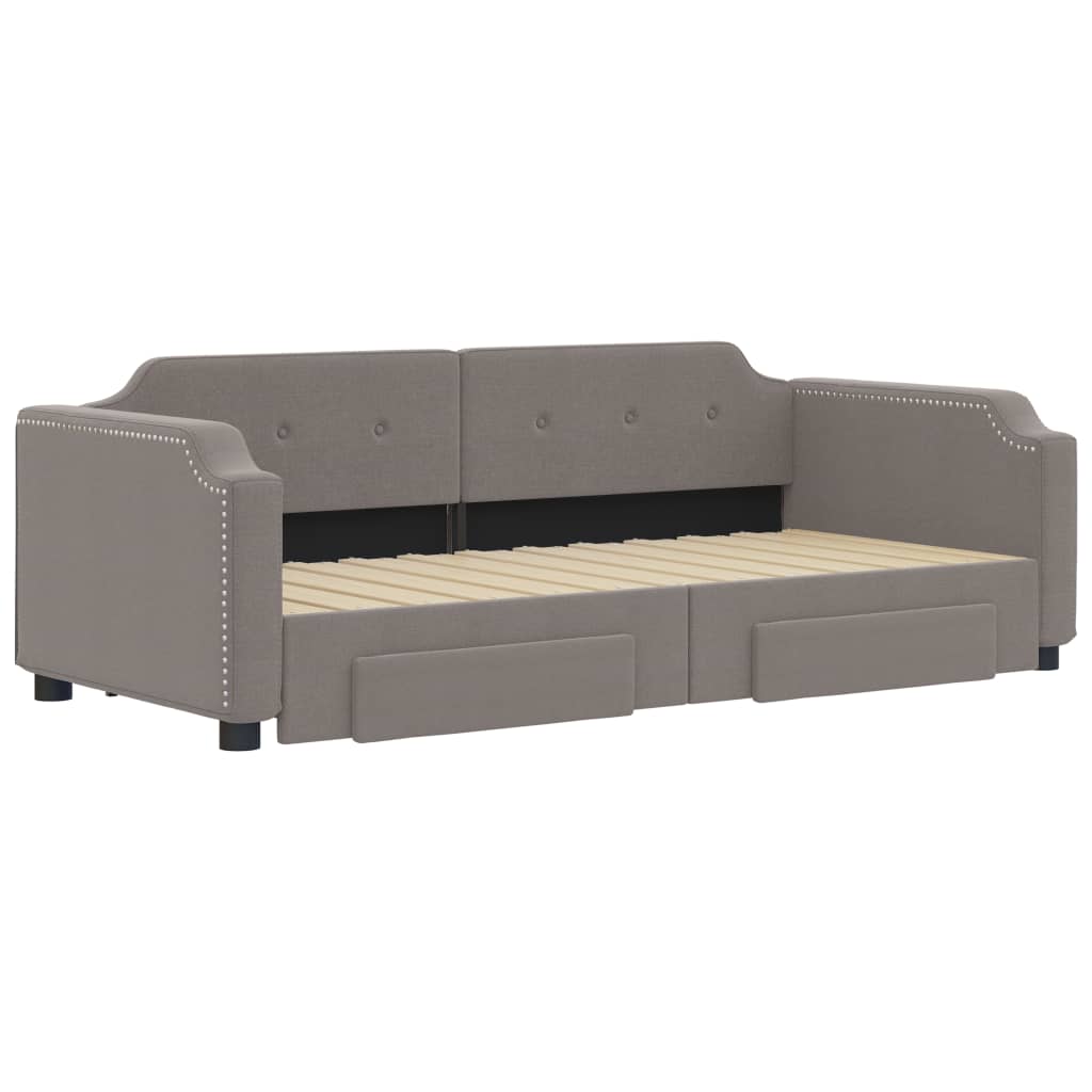 vidaXL Sofa rozsuwana z szufladami, taupe, 100x200 cm, tkanina