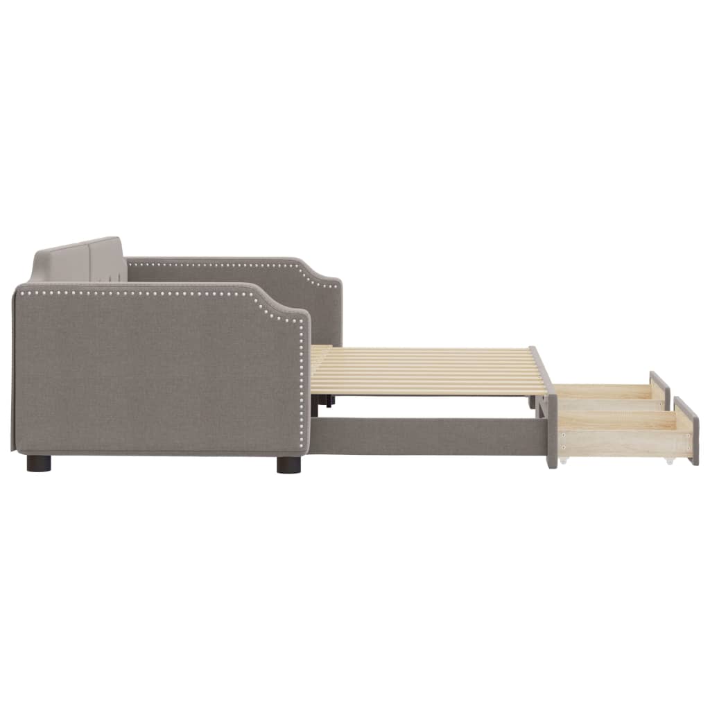 vidaXL Sofa rozsuwana z szufladami, taupe, 100x200 cm, tkanina