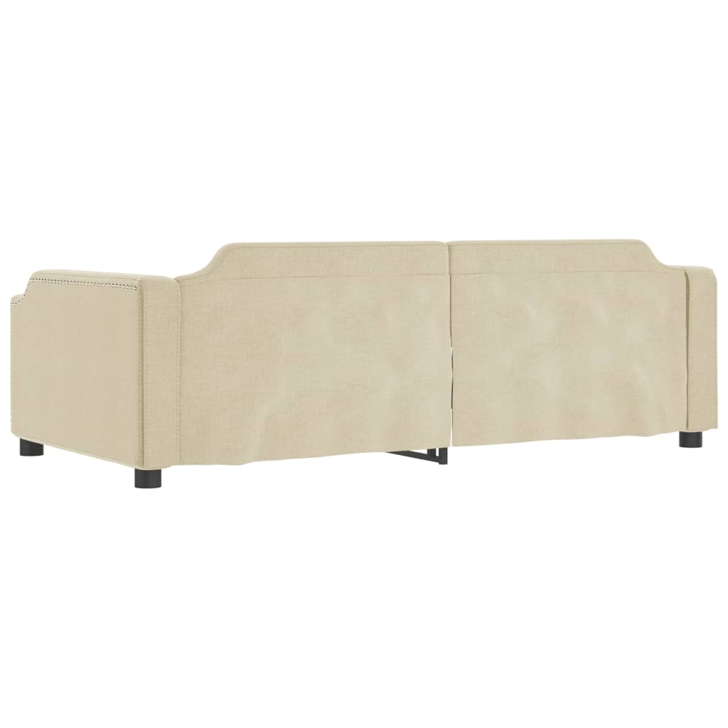 vidaXL Sofa rozsuwana z szufladami, kremowa, 100x200 cm, tkanina