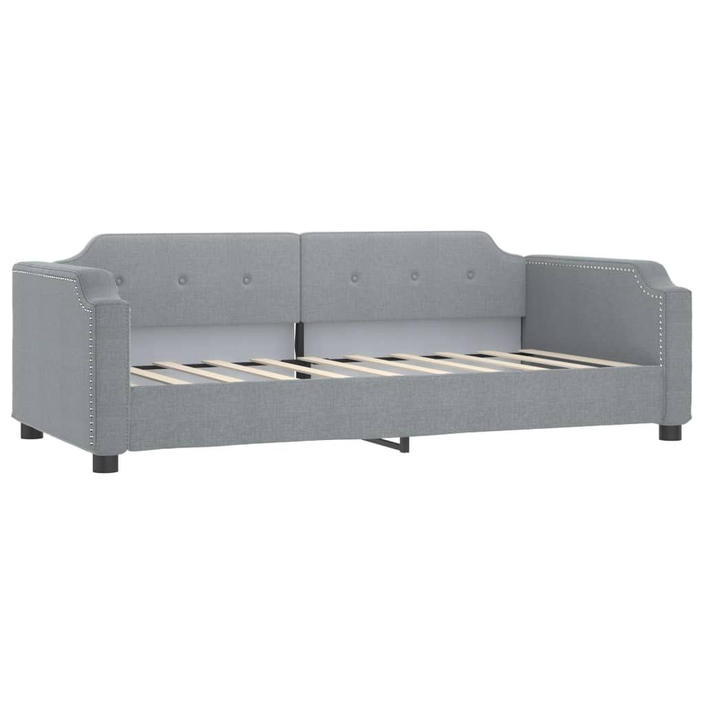 vidaXL Sofa rozsuwana z szufladami, jasnoszara, 90x190 cm, tkanina