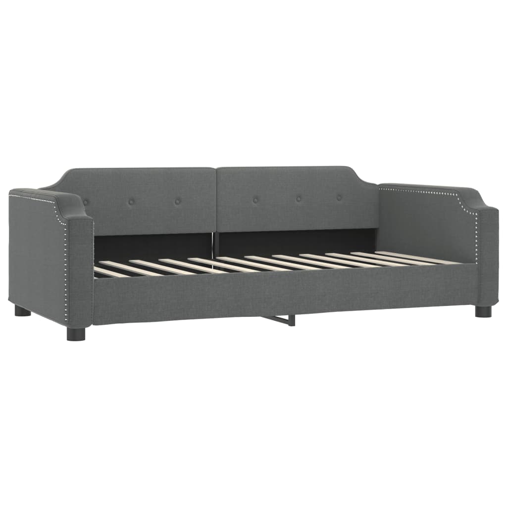 vidaXL Sofa rozsuwana z szufladami, ciemnoszara, 90x190 cm, tkanina