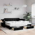 vidaXL Sofa rozsuwana z szufladami, czarna, 90x190 cm, tkanina