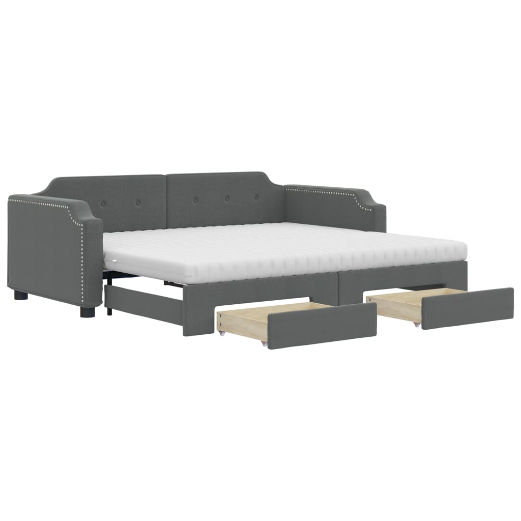 vidaXL Sofa rozsuwana z szufladami, ciemnoszara, 80x200 cm, tkanina