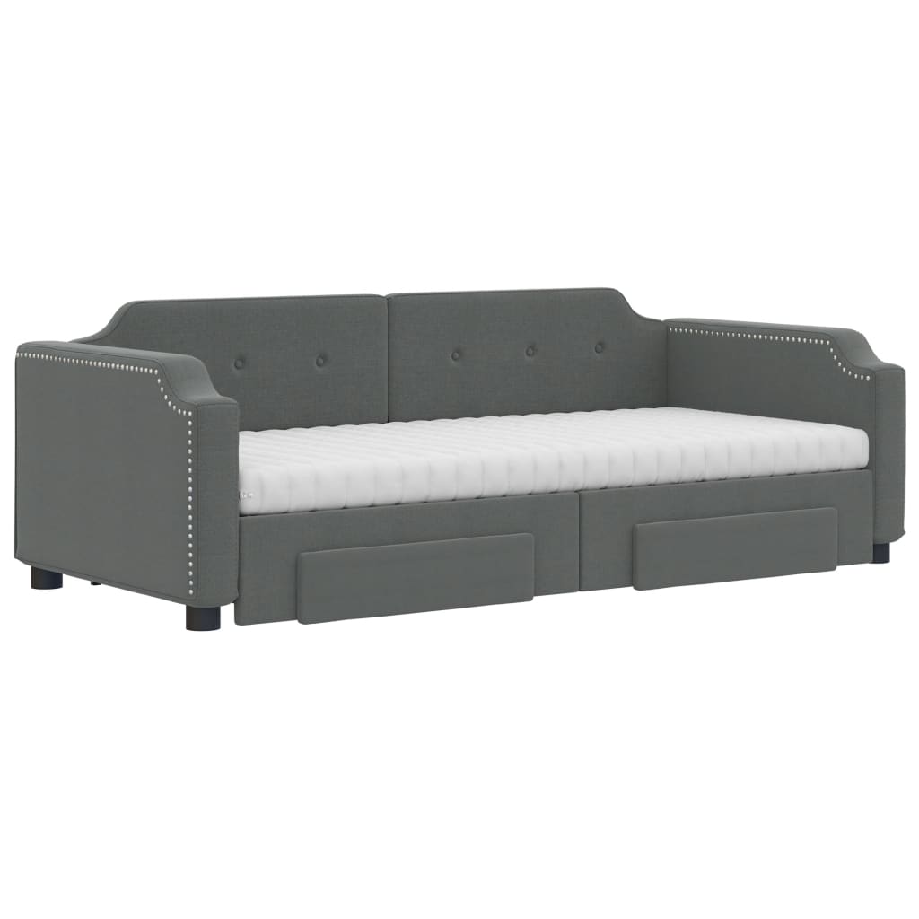 vidaXL Sofa rozsuwana z szufladami, ciemnoszara, 80x200 cm, tkanina