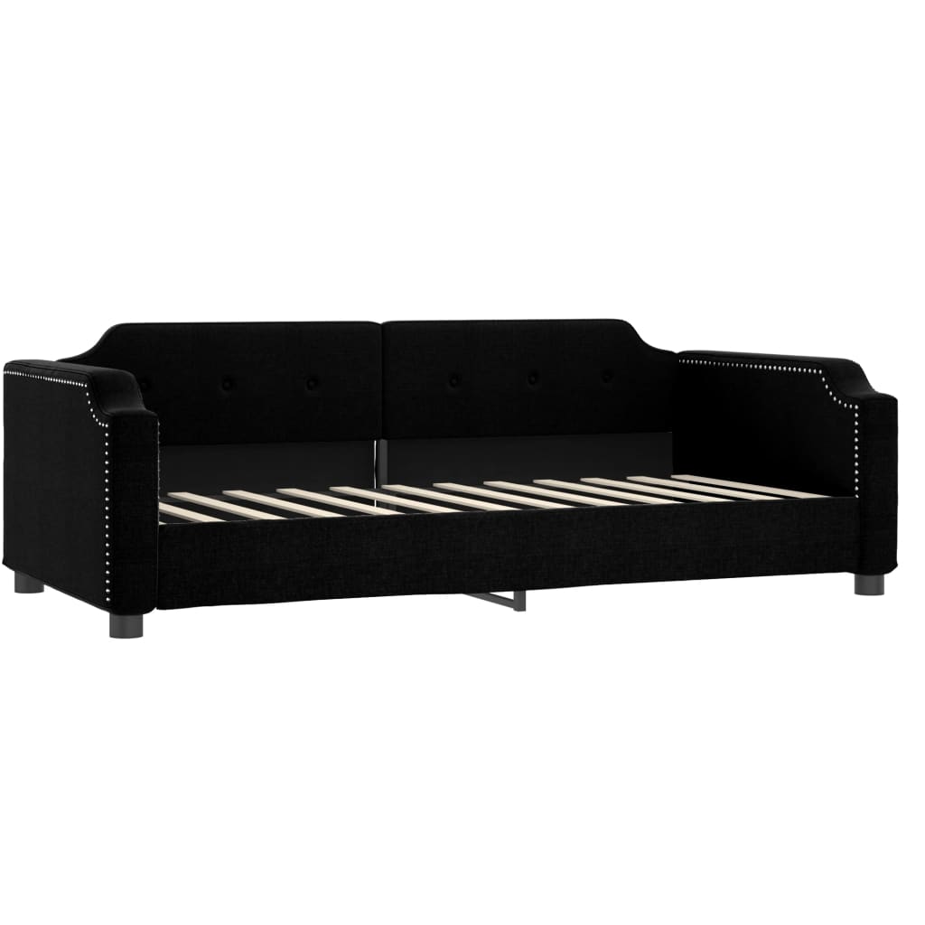 vidaXL Sofa rozsuwana z szufladami, czarna, 80x200 cm, tkanina