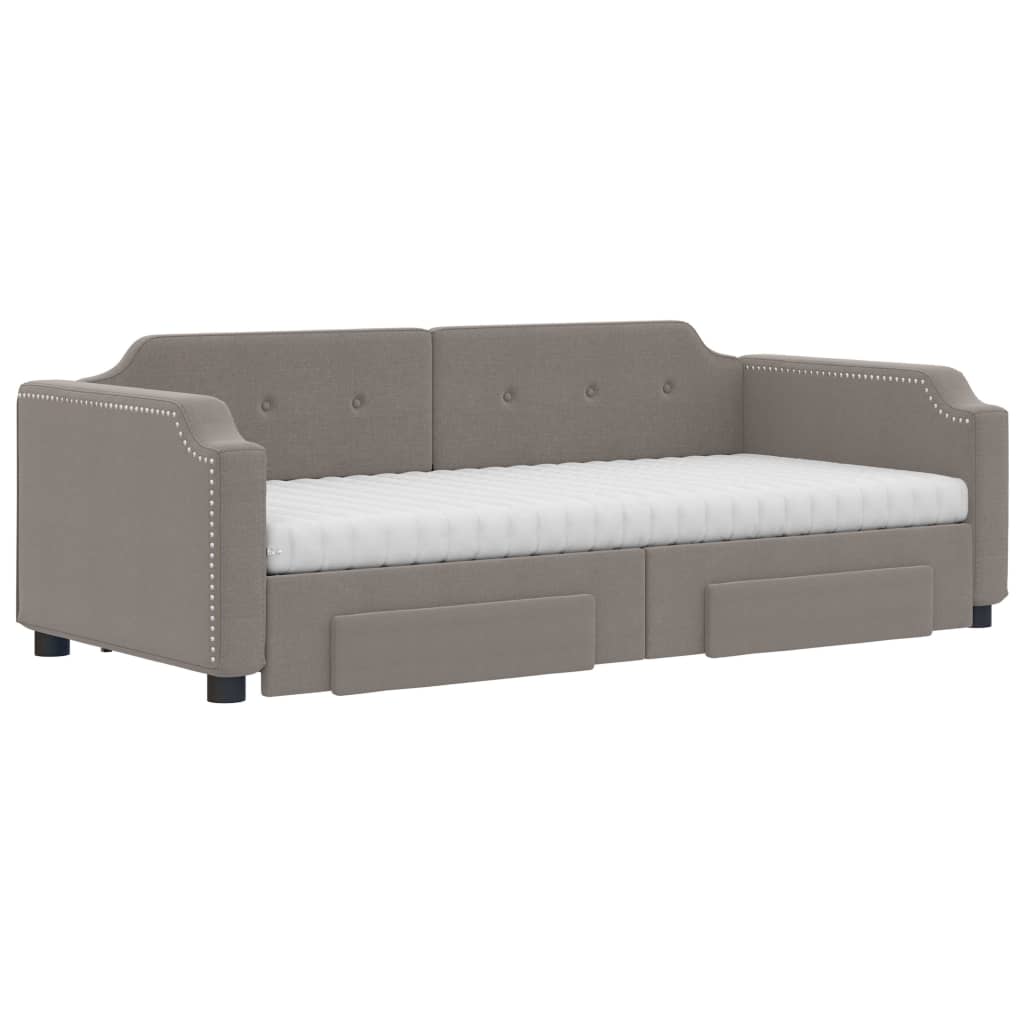 vidaXL Sofa rozsuwana z szufladami, taupe, 80x200 cm, tkanina