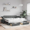 vidaXL Sofa rozsuwana z szufladami, ciemnoszara, 90x200 cm, tkanina