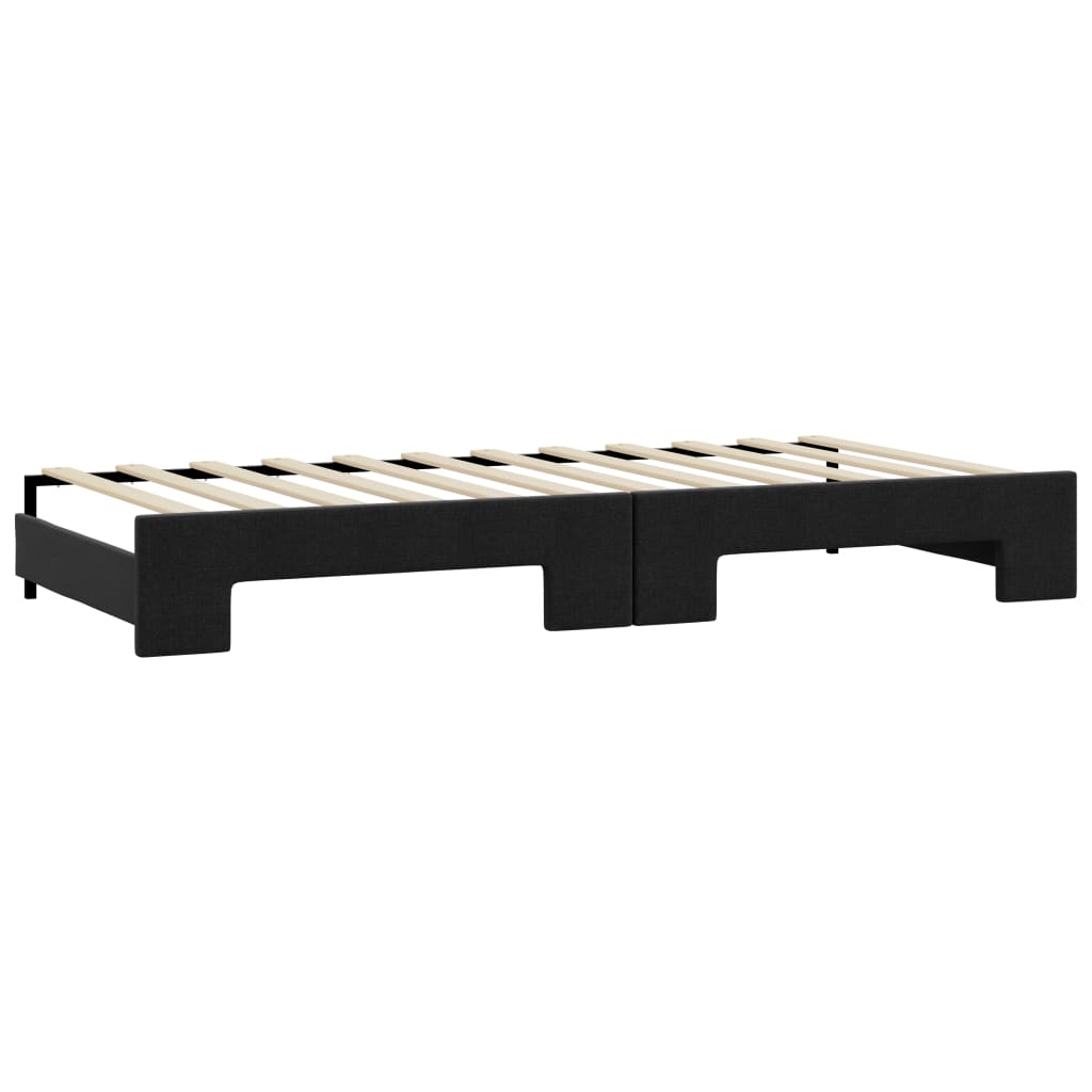 vidaXL Sofa rozsuwana z szufladami, czarna, 100x200 cm, tkanina
