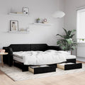 vidaXL Sofa rozsuwana z szufladami, czarna, 100x200 cm, tkanina