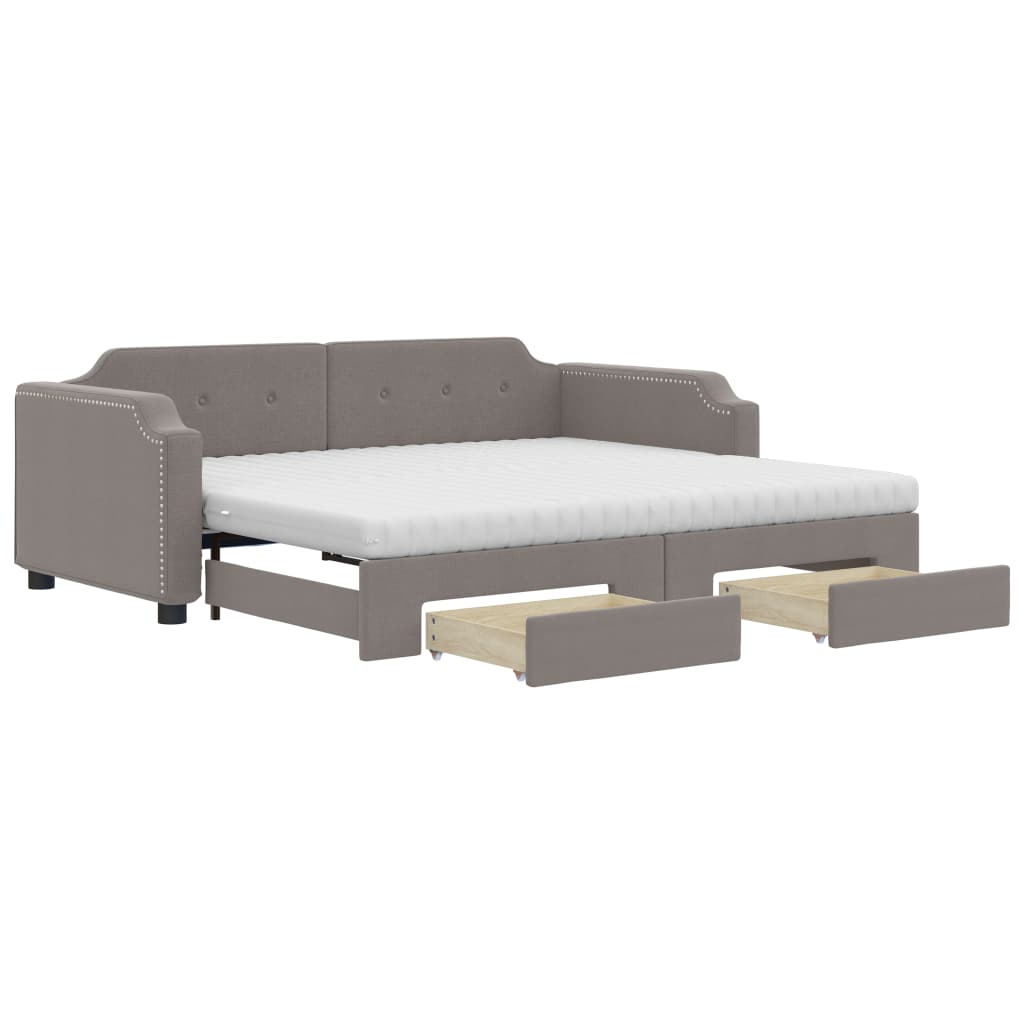 vidaXL Sofa rozsuwana z szufladami, taupe, 100x200 cm, tkanina
